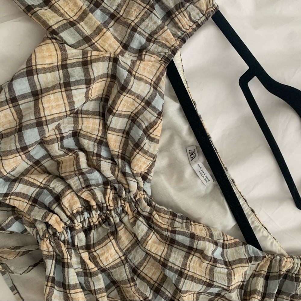 Zara cropped checkered shirt